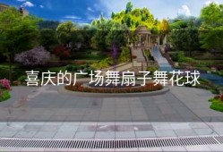 喜庆的广场舞扇子舞花球